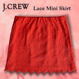 J. Crew Red Lace Mini Skirt